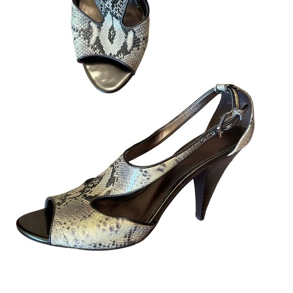 Ann Taylor Julia Python T-Strap Heels 8.5 Cream - Picture 3 of 13